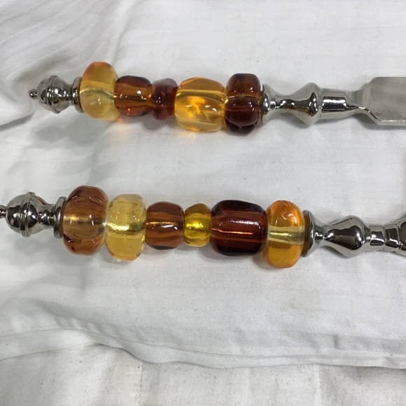 Cake/pie serving set, translucent pebbles handles, heavy SP - Picture 3 of 4